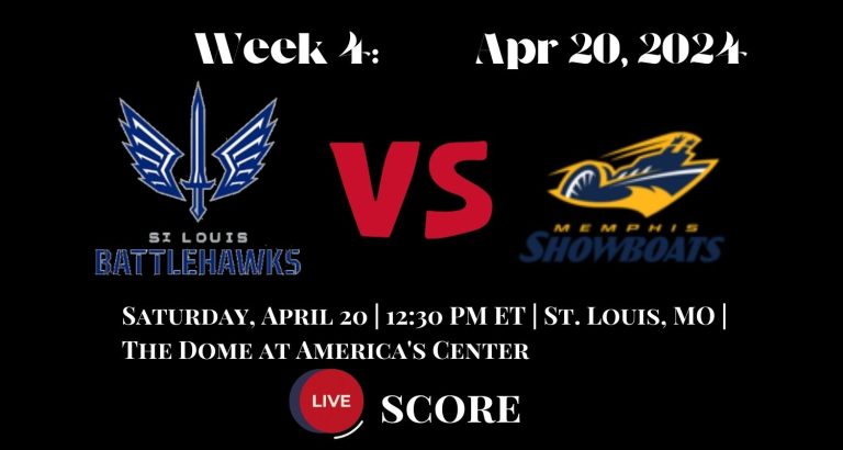 St. Louis Battlehawks vs Memphis Showboats live Score | Apr 20, 2024
